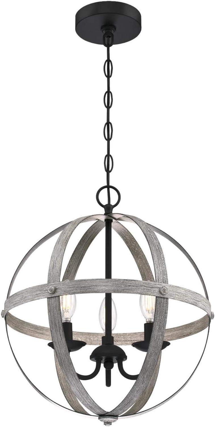 Westinghouse 6110400 Stella Mira 3 Light 15" Wide Pendant - Antique Ash / Matte Black