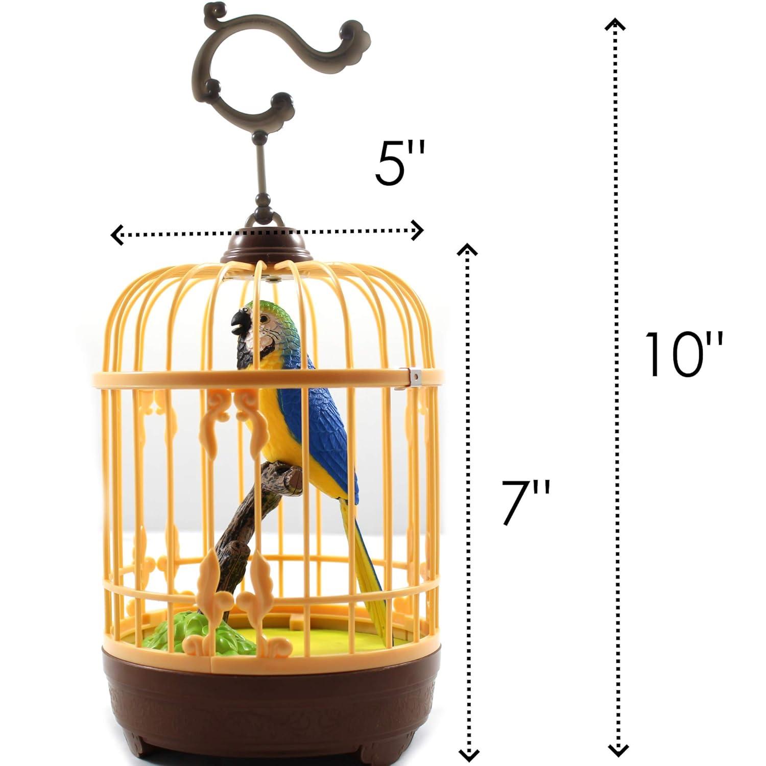 Chirping Bird in Cage – Realistic Singing & Moving Bird Toy with Lifelike Sounds, Motion Sensor & Beak Animation | Premium Desk & Room Decoration | Battery - Operated