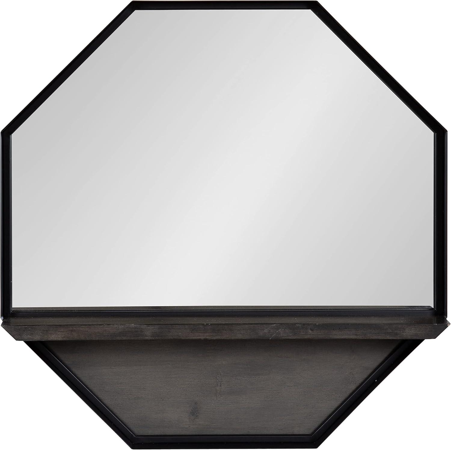 Kate and Laurel Owing Octagon Wall Shelf Mirror, 24x24, Gray