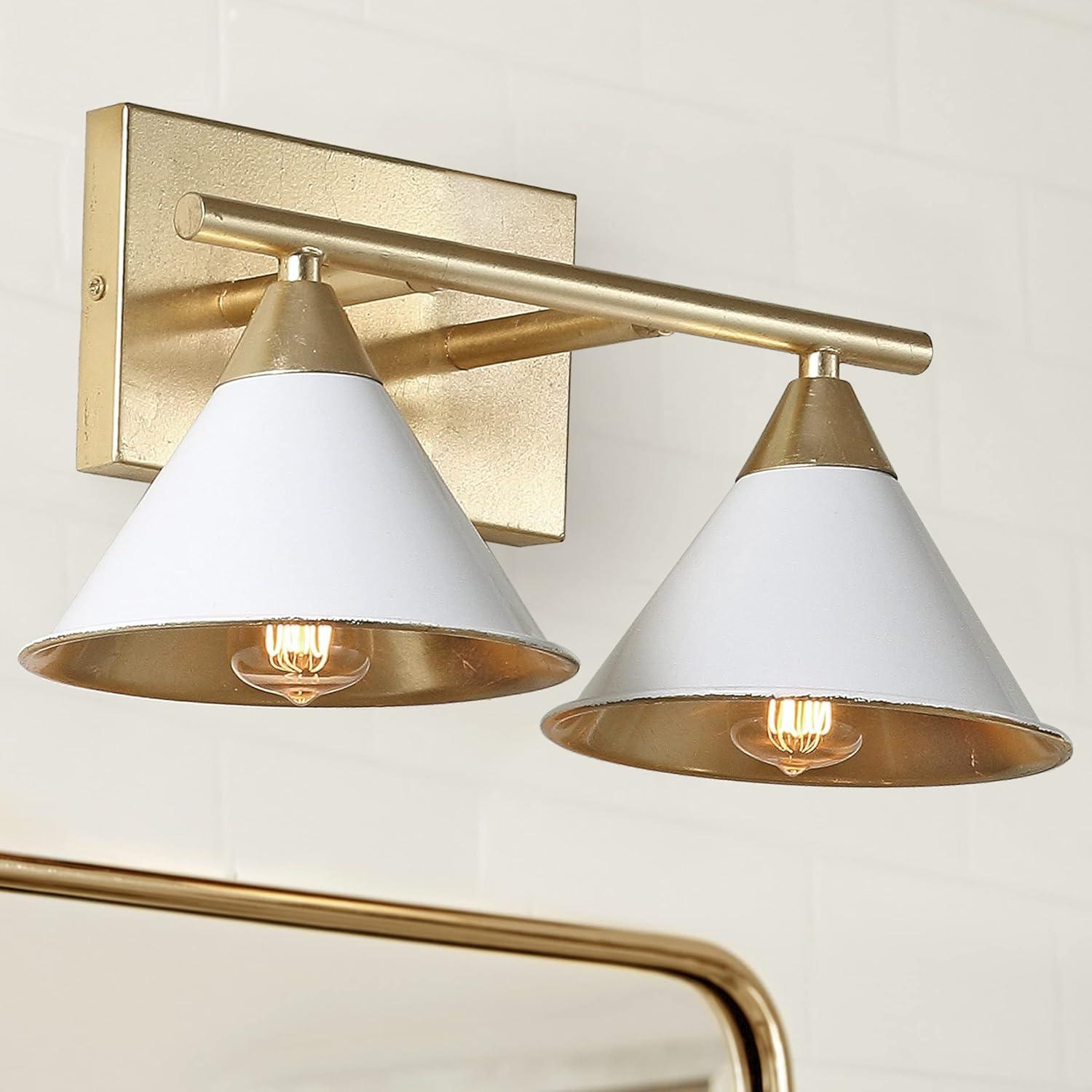 Yvette 16'' White and Gold Metal Vanity Sconce