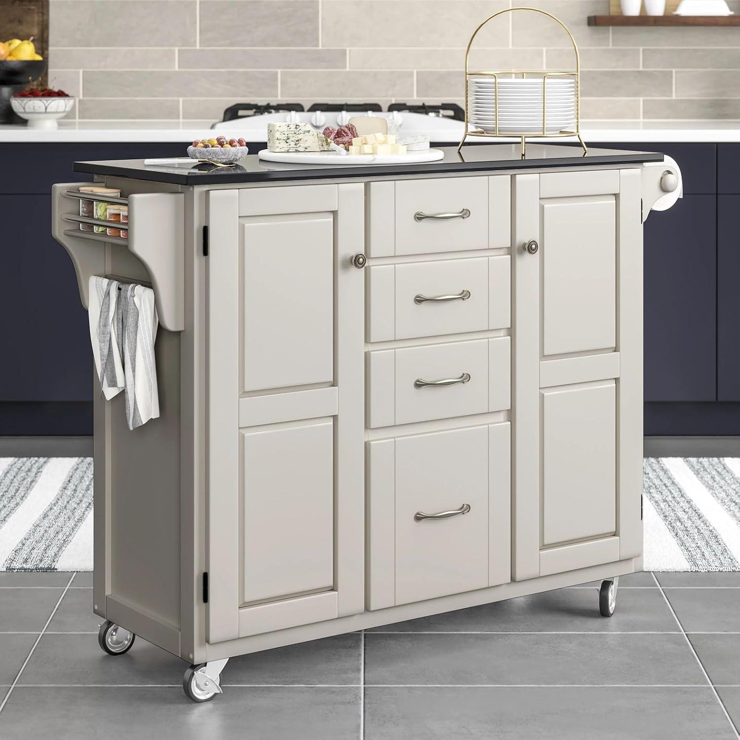 Homestyles Create-a-Cart Wood Rolling Kitchen Cart in Off White