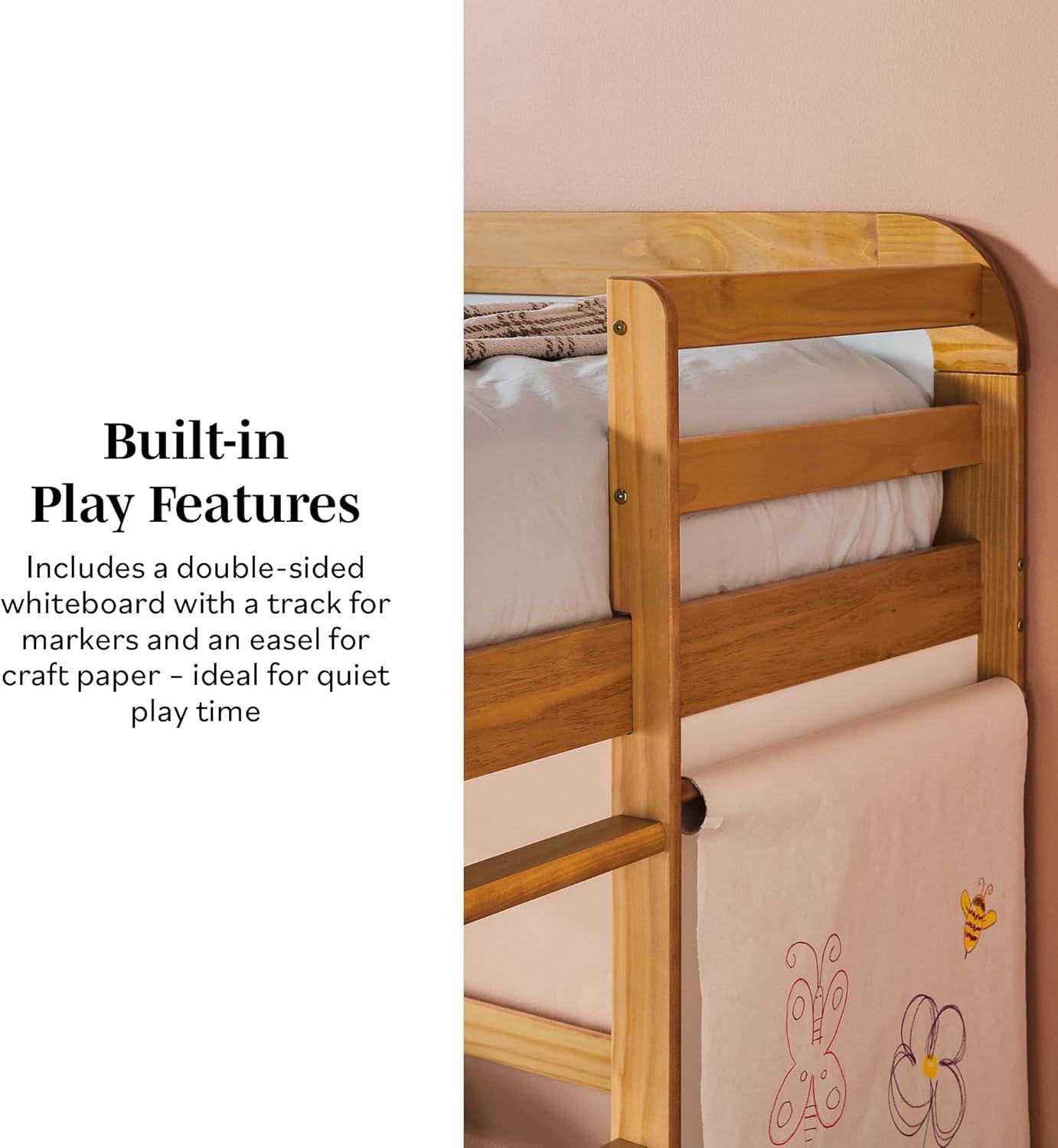 Walker Edison Contemporary Twin Loft Wooden Bed with Ladder, Natural Pine