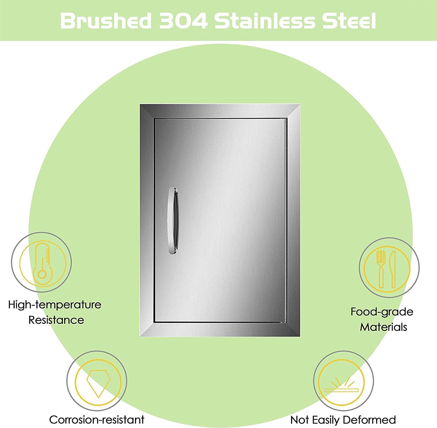 Outdoor Kitchen Doors - 24W x 24H Inch, Double BBQ Access Doors, 304 Stainless Steel for Outdoor Kitchen Cabinet Grill Station or BBQ Island