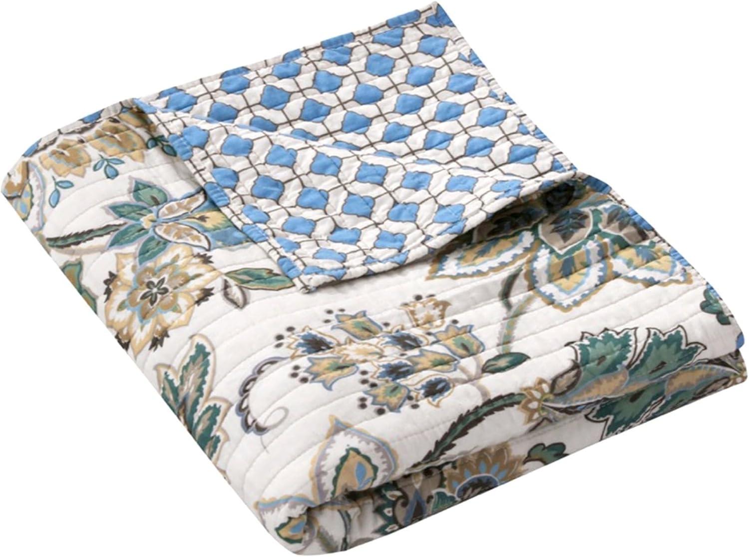 Palladium Grey Floral Quilted Throw - Levtex Home