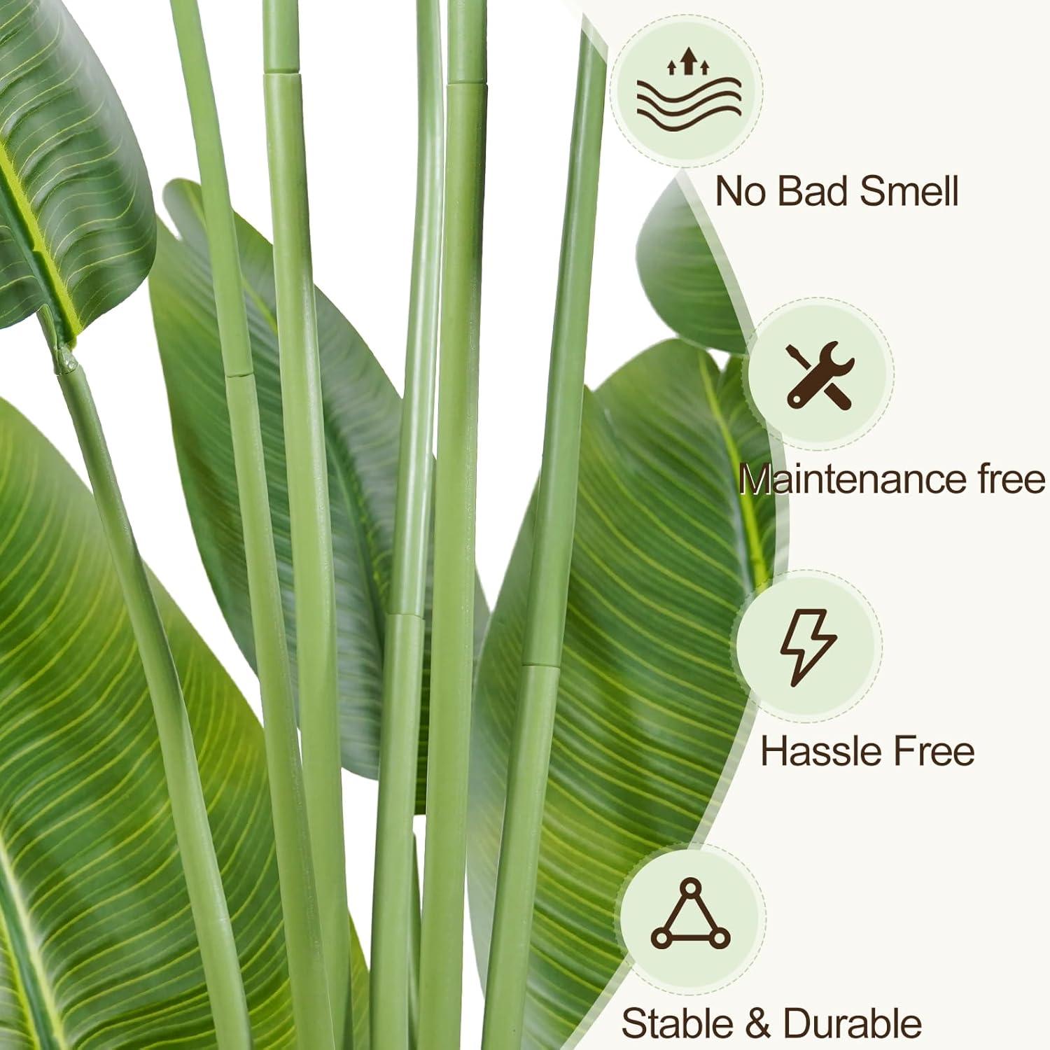 LINBONIO 6ft Artificial Tree Bird of Paradise Palm Tree Artificial Plant for Home Decor Indoor Outdoor Office