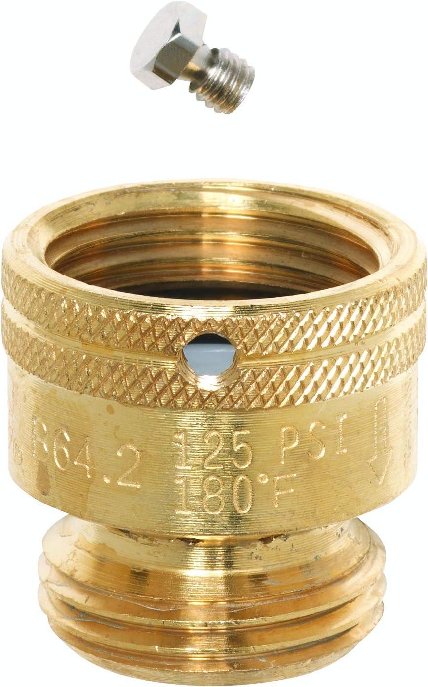 Homewerks Worldwide VACBFPZ4B Vacuum Breaker Hose Bib Backflow Preventer, 3/4 Inch, Brass