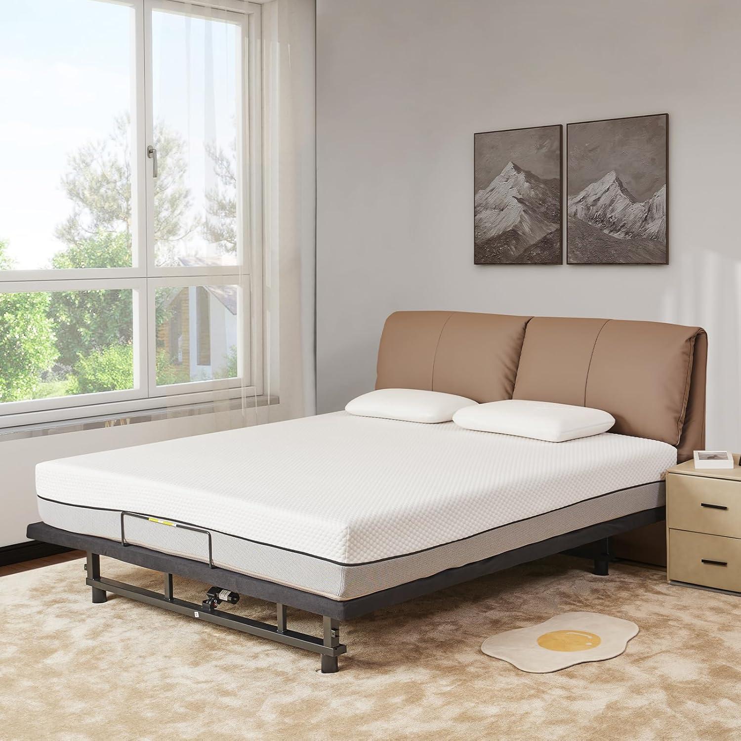 Full Size Black Metal Adjustable Bed Frame with Wireless Remote