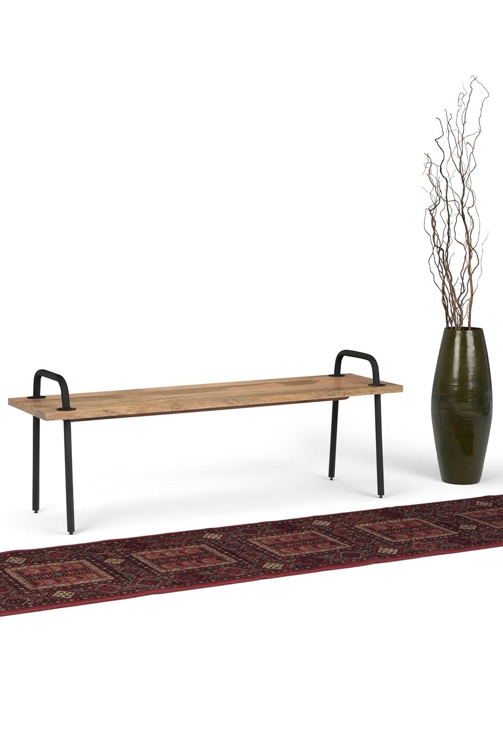 Simpli Home Berkeley 56"W Solid Mango Wood Industrial Entryway Bench with Sturdy Metal Legs & Reviews | Wayfair