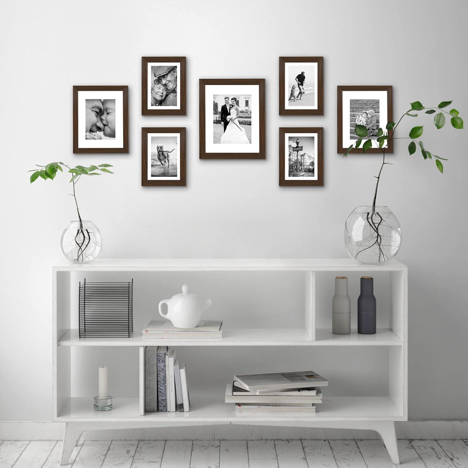 Picture Frame Set, 7 Pieces with One 11 x 14, Two 8 x 10, and Four 5 x 7 - Gallery Wall Frames