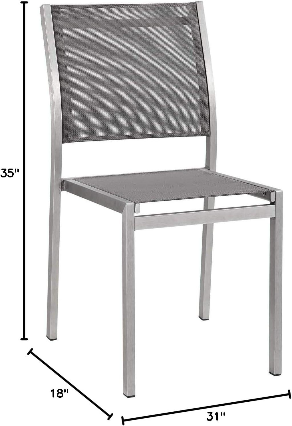 Modway Shore Side Chair Outdoor Patio Aluminum Set of 2 Silver Gray