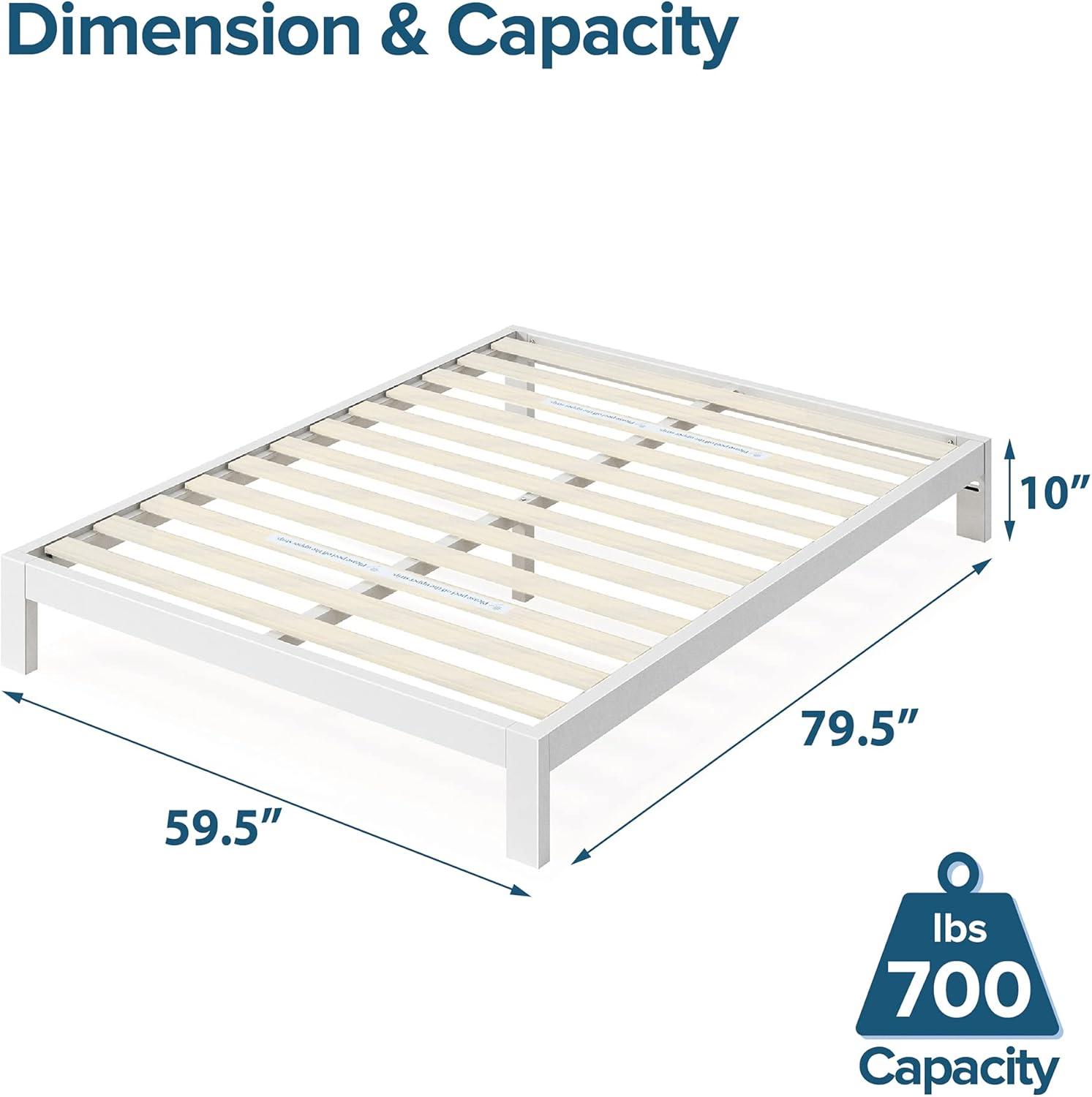 Queen Arnav 10" Metal Platform Bed Frame White - Zinus: Minimalist Steel Foundation, No Box Spring Needed, Easy to Assemble