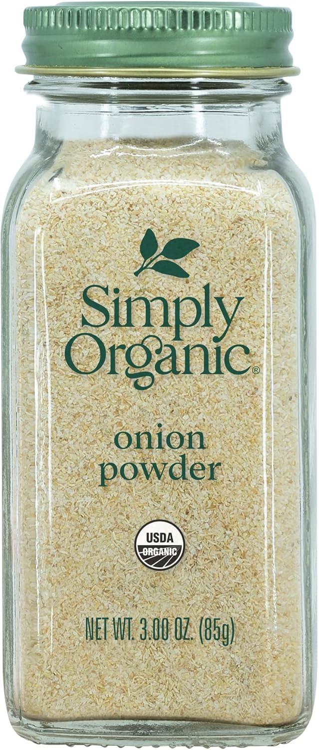 Simply Organic White Onion Powder, 3-Ounce Jar, Organic US Grown Onions, Real Onion Taste Without The Tears, Kosher, Non GMO