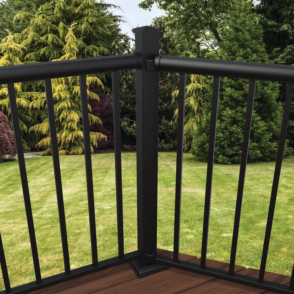 Matte Black Aluminum 4-ft Deck Post with Trim