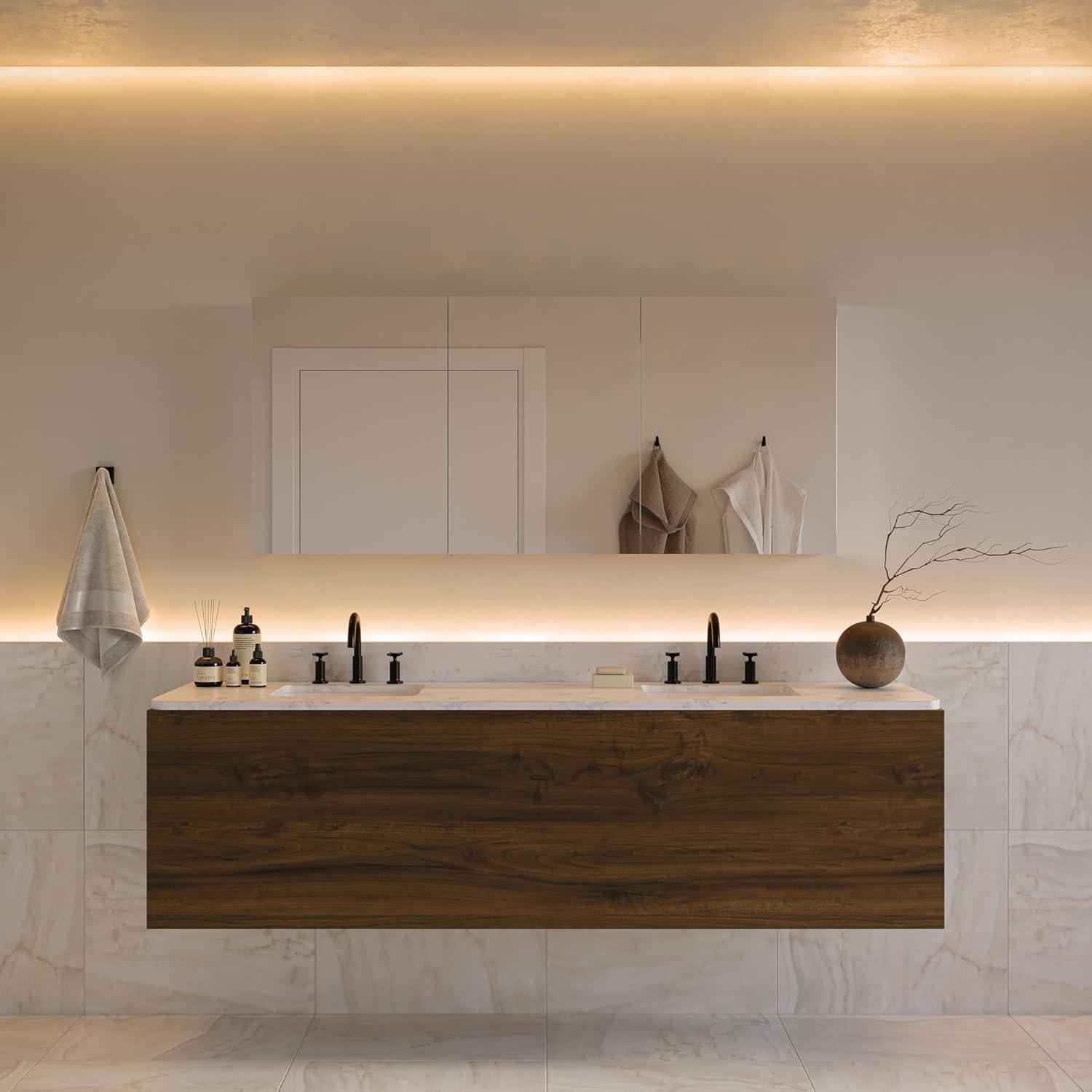 Fresca Senza 49" W x 26" H Surface/Recessed Mount Bathroom Medicine Cabinet with 4 Adjustable Shelves