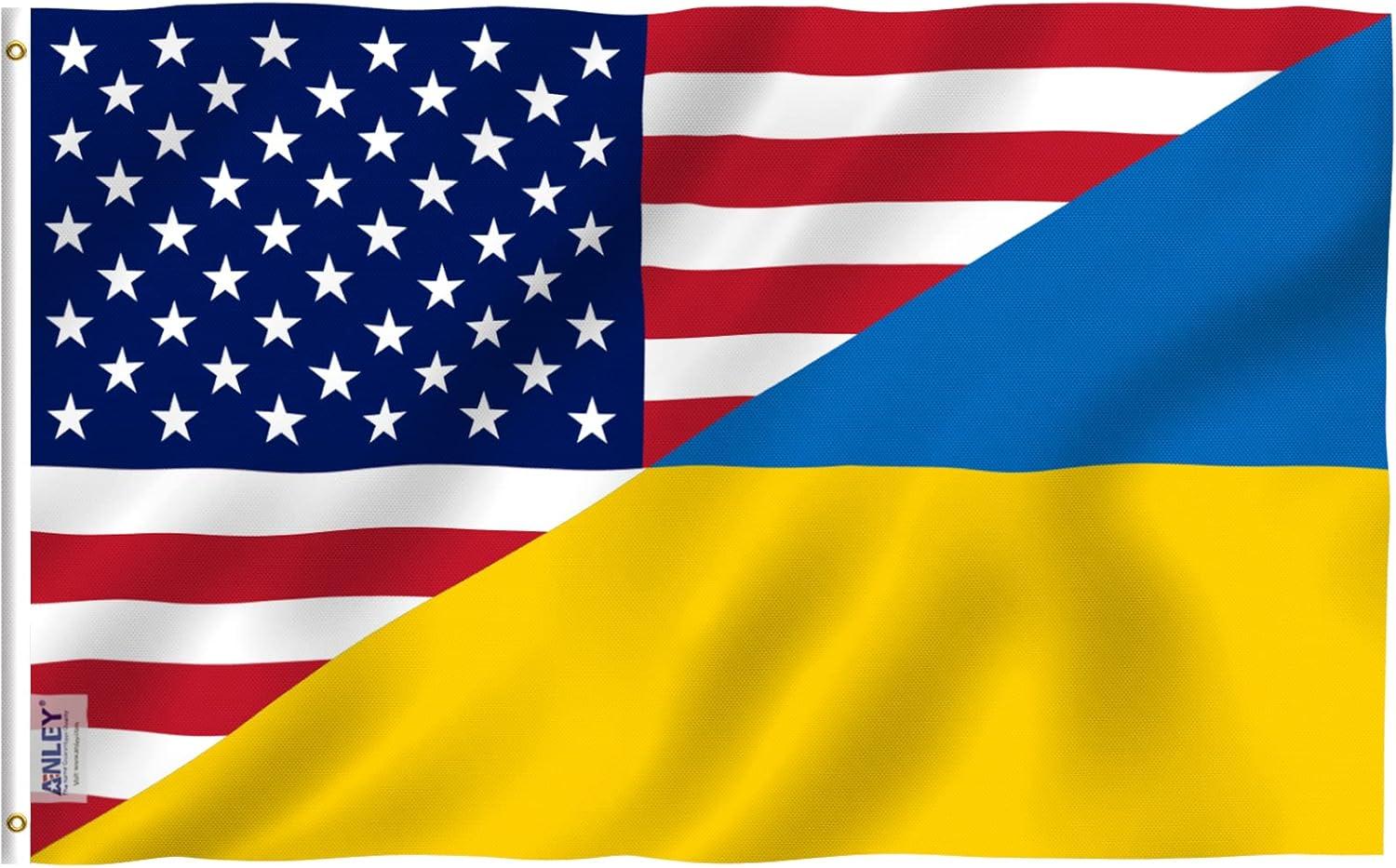 Anley Fly Breeze 3x5 Ft America Ukraine Friendship Flag - Friendship Forever US UA Flag