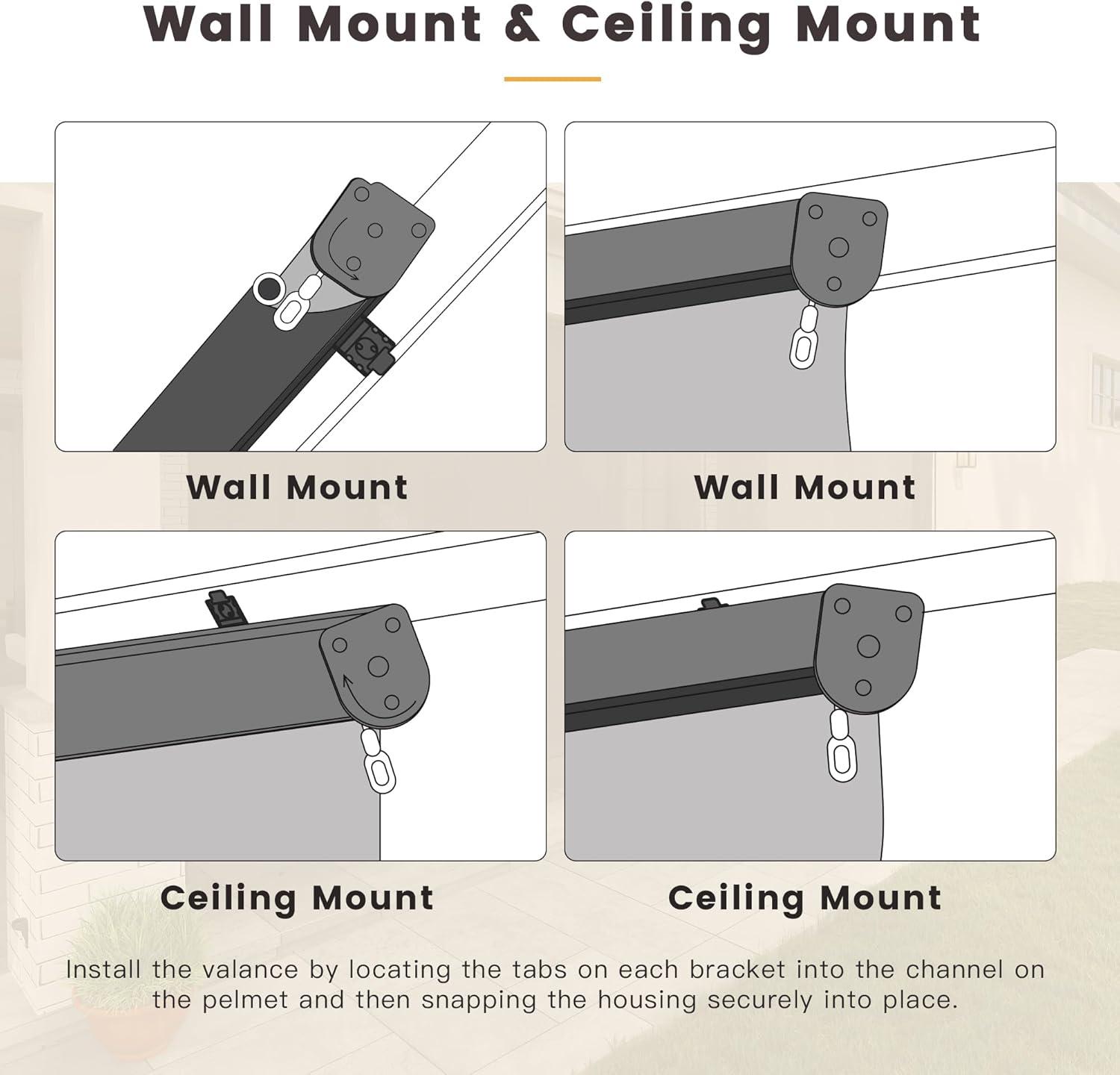 VICLLAX Outdoor Premium Roller Shades for Patio, Exterior Cordless Outdoor Blinds Porch Shades with Aluminum Valance (4' W X 8' L), Wheat