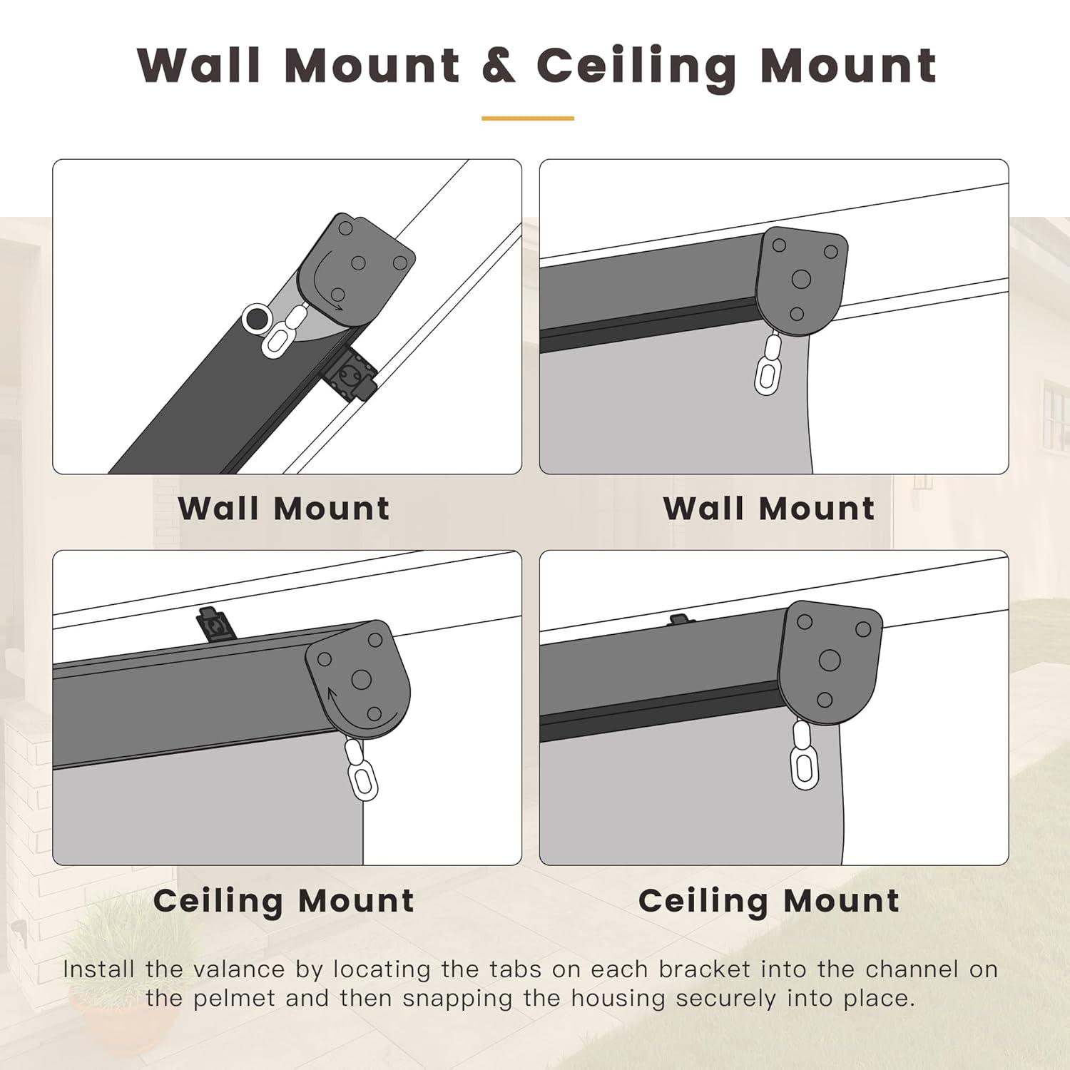 VICLLAX Outdoor Premium Roller Shades for Patio, Exterior Cordless Outdoor Blinds Porch Shades with Aluminum Valance (4' W X 8' L), Wheat