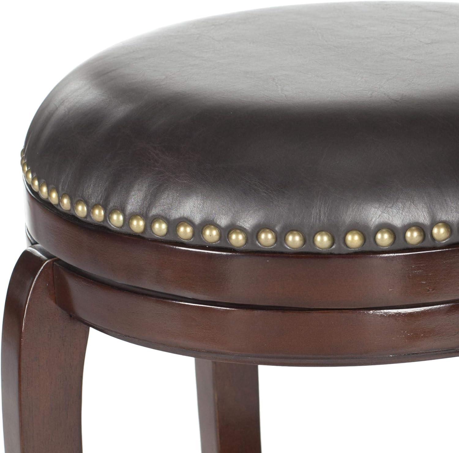 Ellwood Light Cherry and Black Leather Swivel Counter Stool