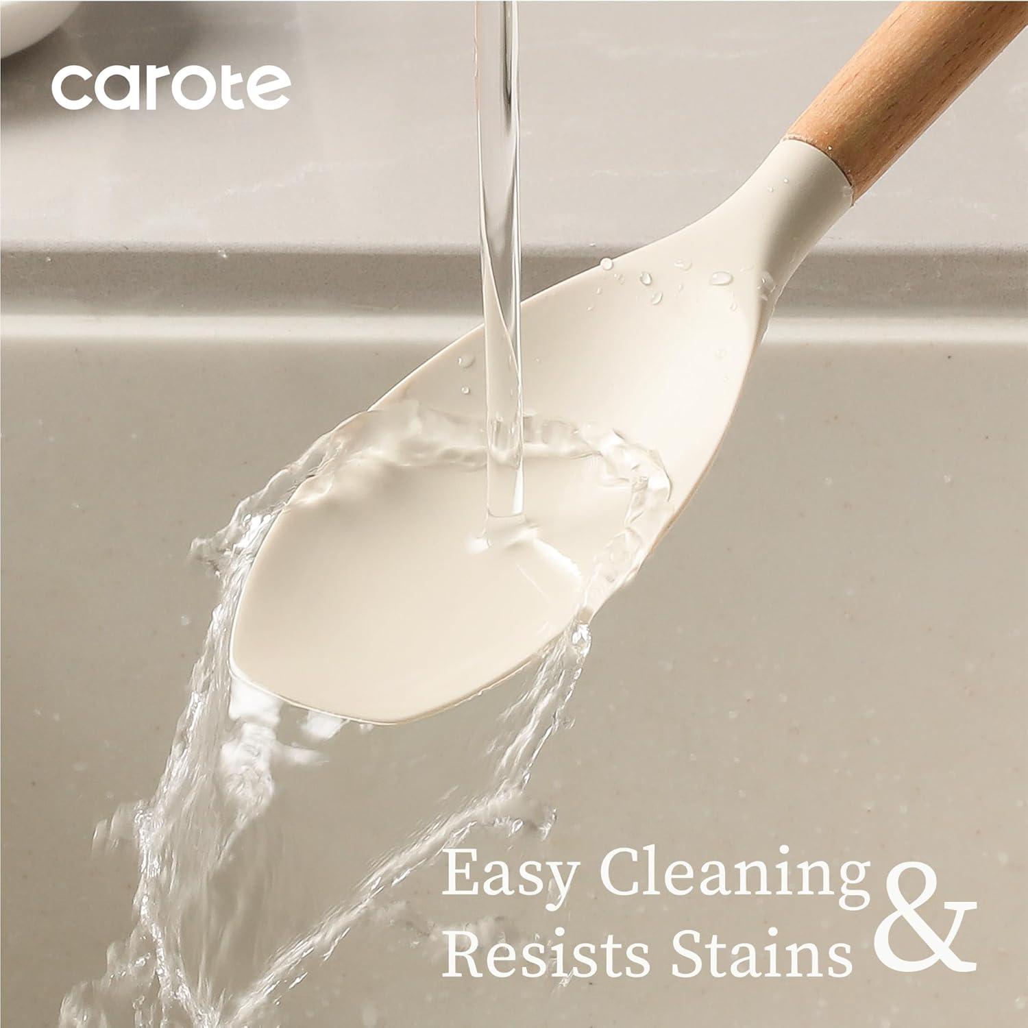 Carote 17-Piece Silicone and Wood Cooking Utensil Set, Heat-Resistant, Safe for Nonstick Cookware