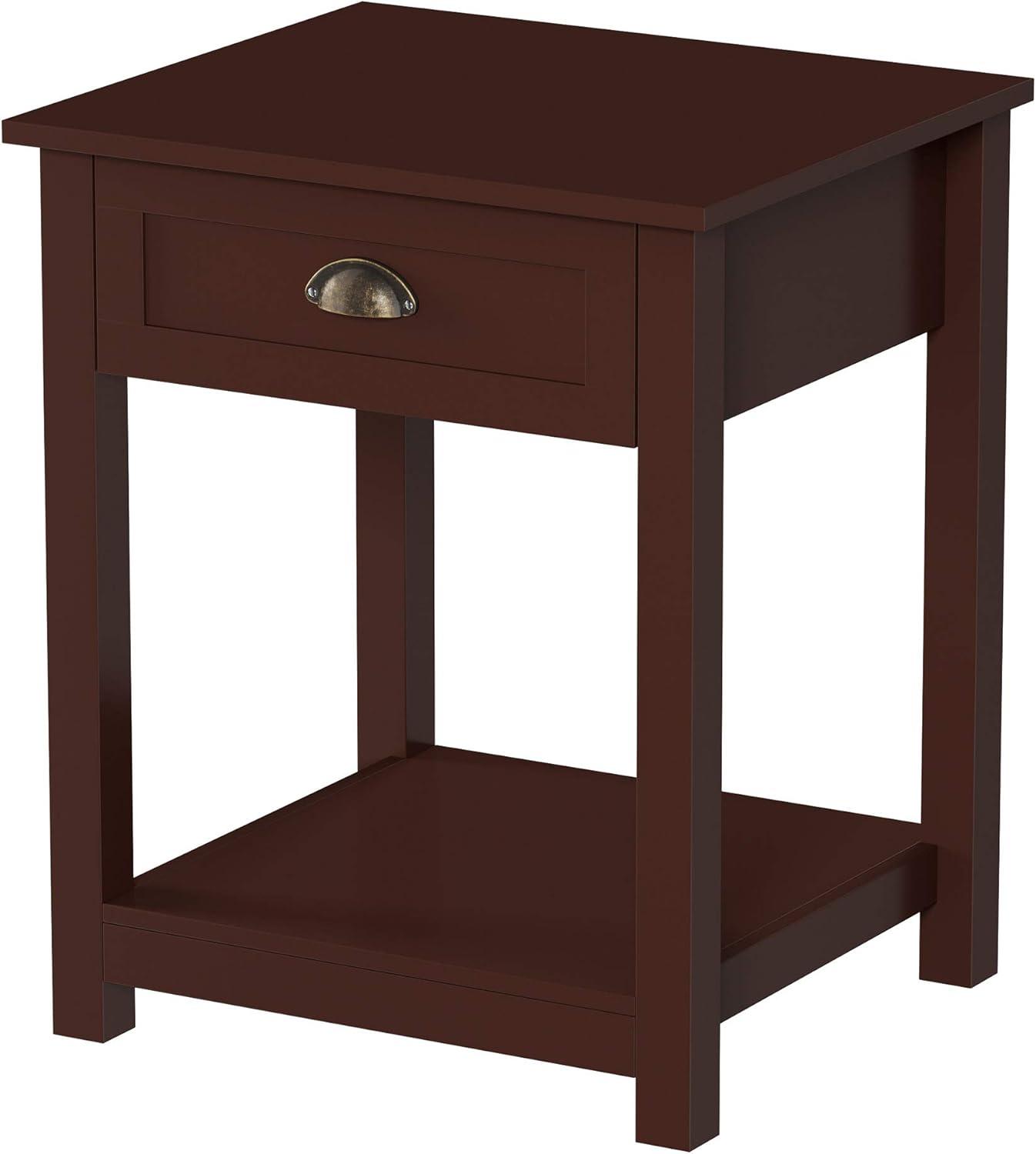 Dark Brown Wood and Metal Shaker Style End Table with Storage