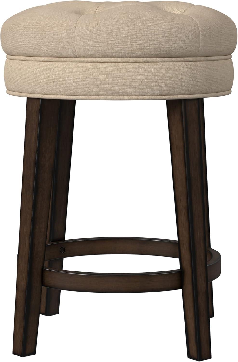 Krauss Backless Counter Height Barstool: Linen Upholstery, Charcoal Wood Frame - Hillsdale Furniture