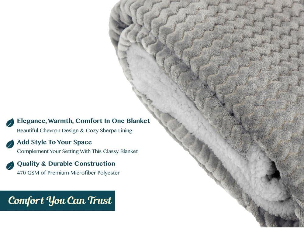 PAVILIA Soft Fleece Blanket Throw for Couch, Lightweight Plush Warm Blankets for Bed Sofa with Jacquard Pattern, Gray/Throw - 50x60