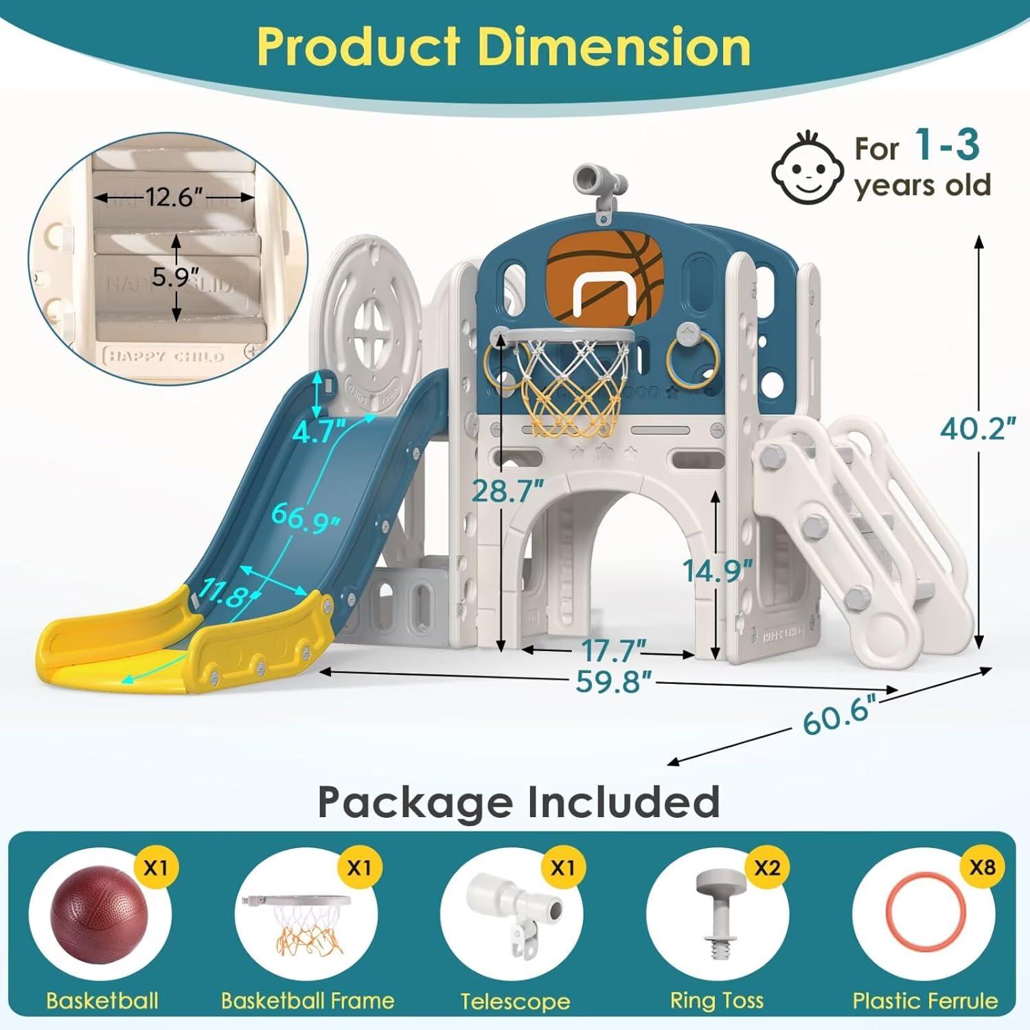 Suteck 9 in 1 Toddler Slide, Kids Slide with Climber Outdoor Indoor Slide Playset
