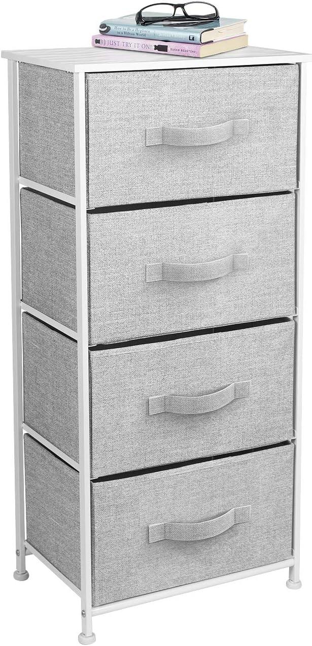 Sorbus White and Gray 4-Drawer Fabric Storage Chest