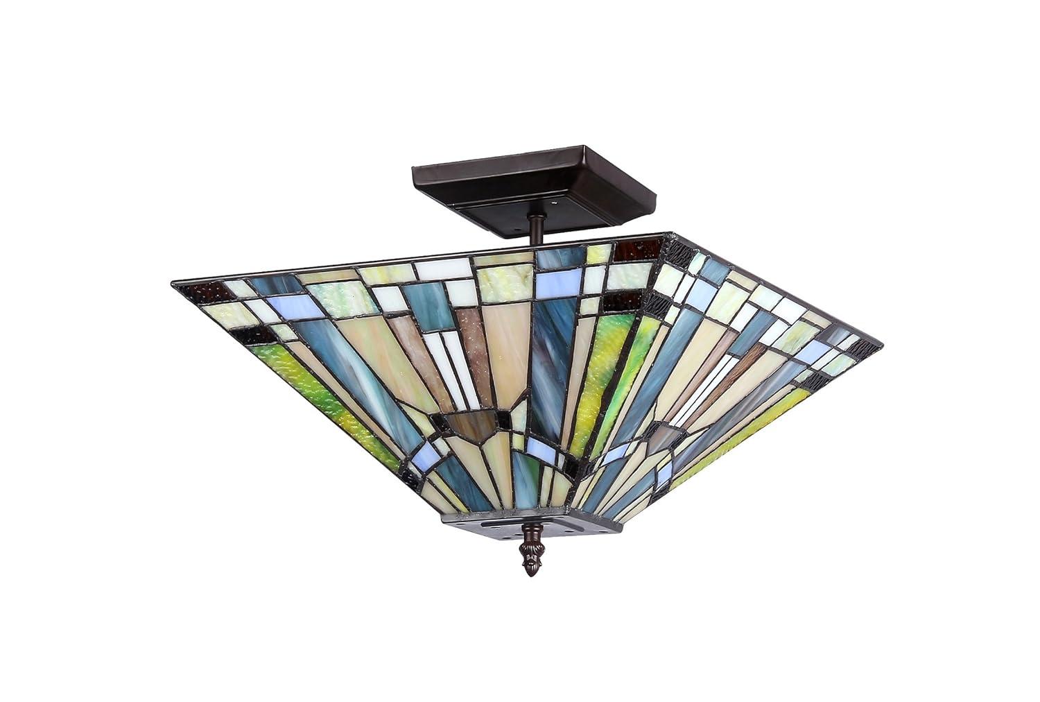 Chloe Lighting Kinsey 2 Light Mission Semi-Flush Ceiling Fixture 14" Shade