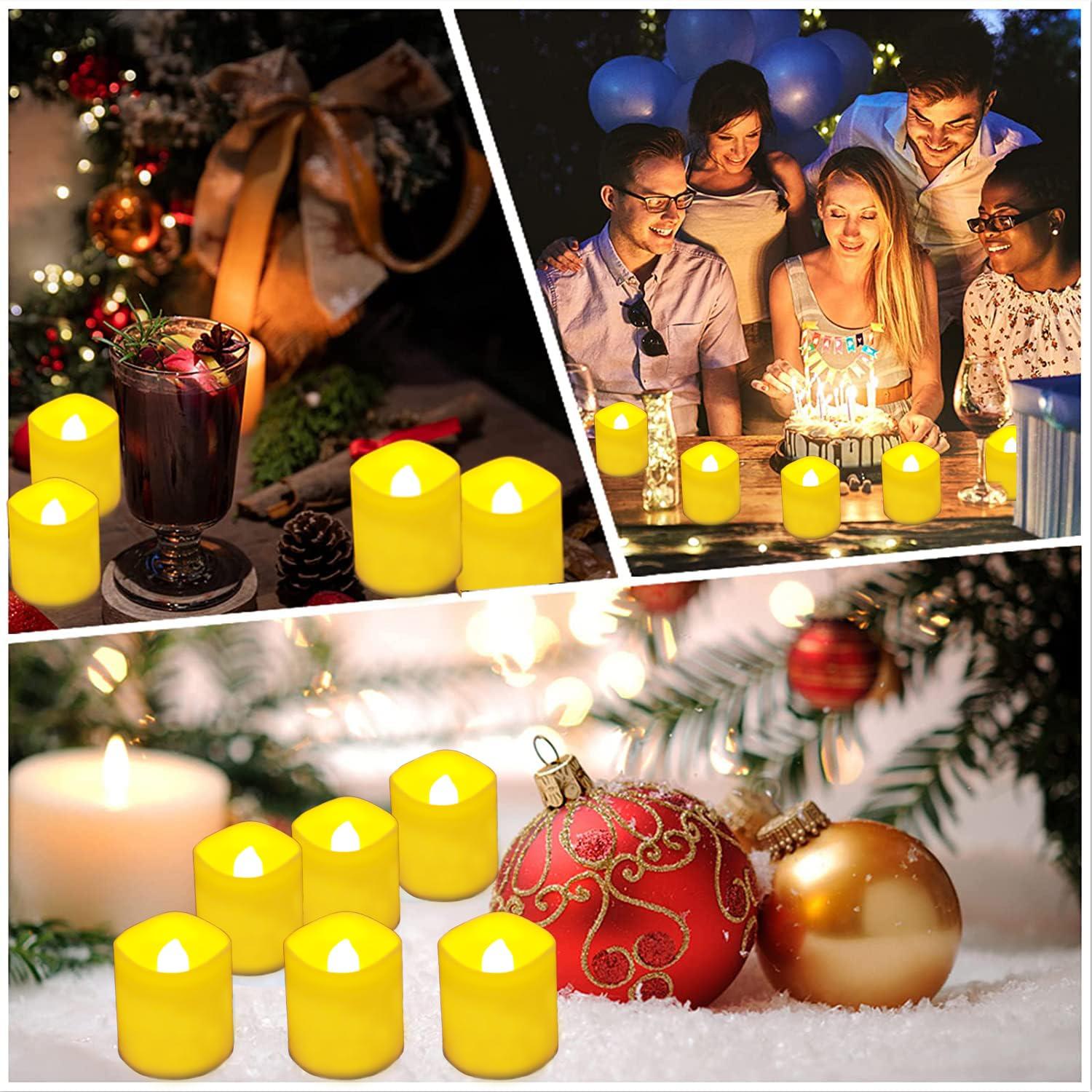 12 Pcs Flameless LED Tea Light Candles Warm Yellow Flickering Bright Tealights Electric