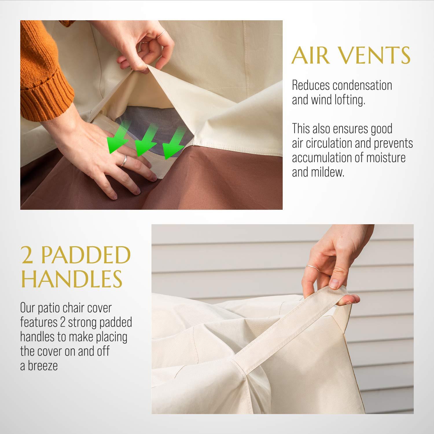 Signature Living 35” x 31” Tan Solid Print Patio Chair Cover, Waterproof, 2 Count