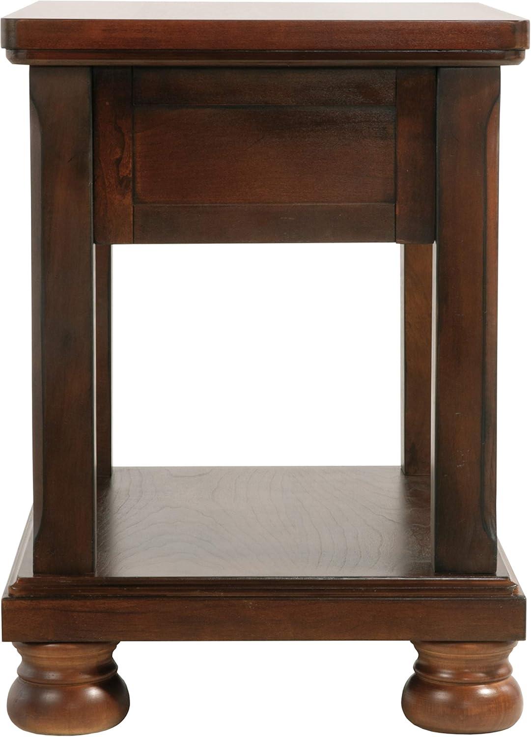 Dark Brown Rectangular Wood End Table with Storage