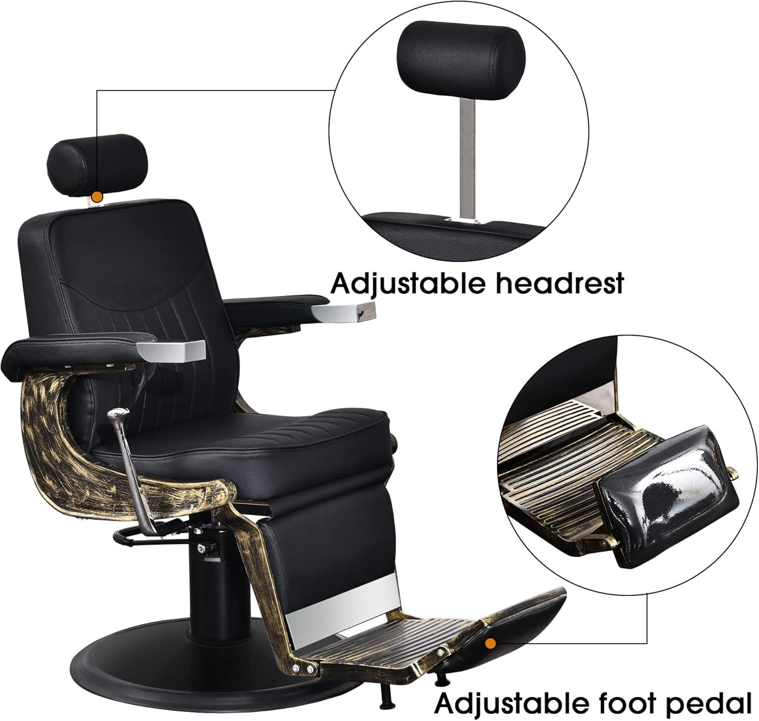 BarberPub Vintage Hydraulic Recline Beauty Salon Spa Barber Chair Black 2905