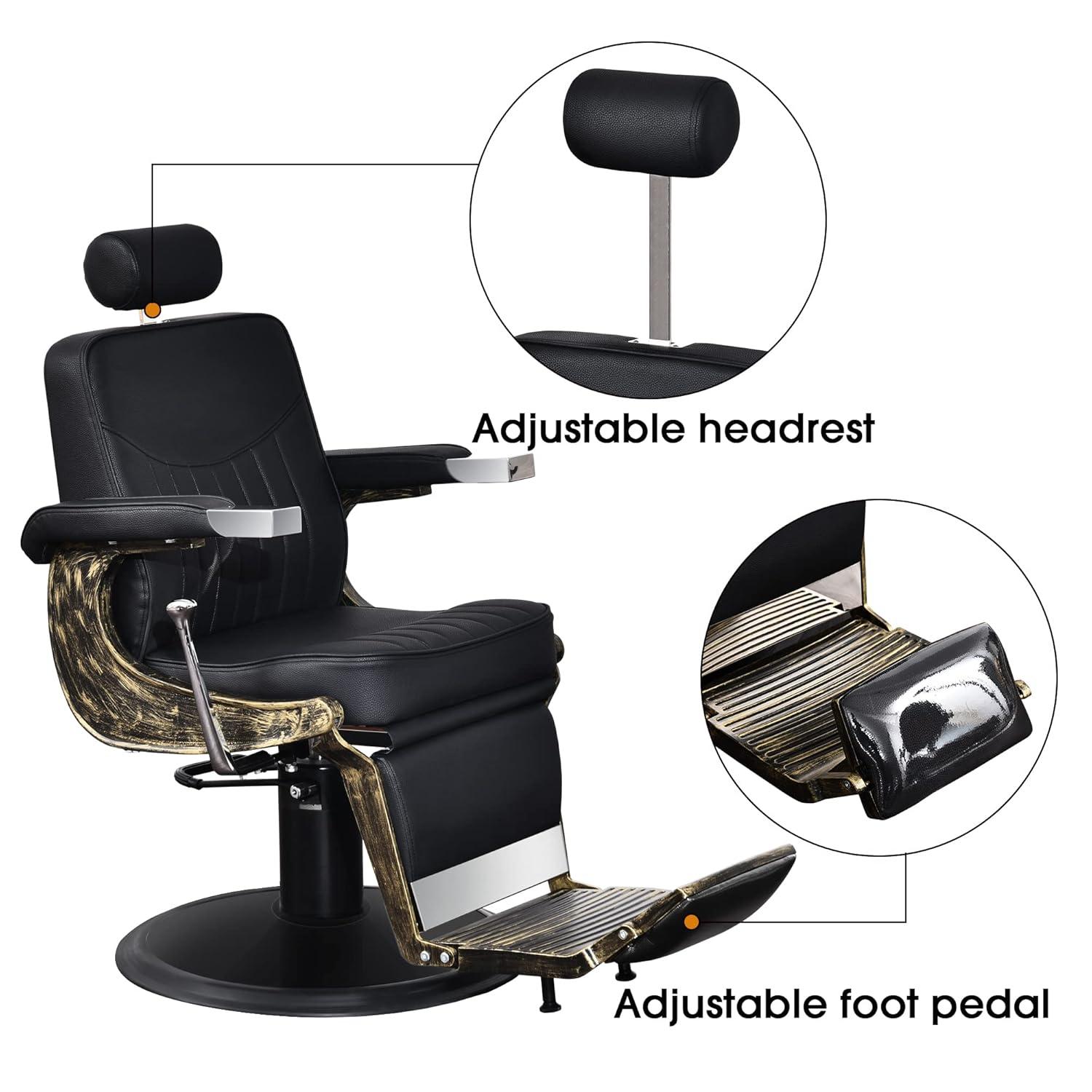 BarberPub Vintage Hydraulic Recline Beauty Salon Spa Barber Chair Black 2905