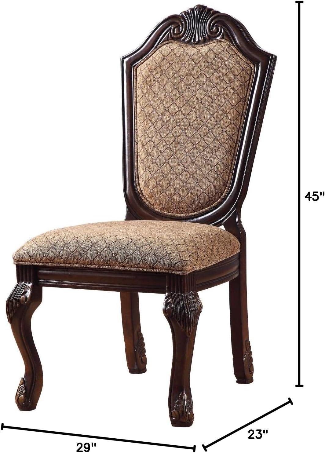 Acme Chateau De Ville Side Chair (Set-2), Fabric & Espresso Finish