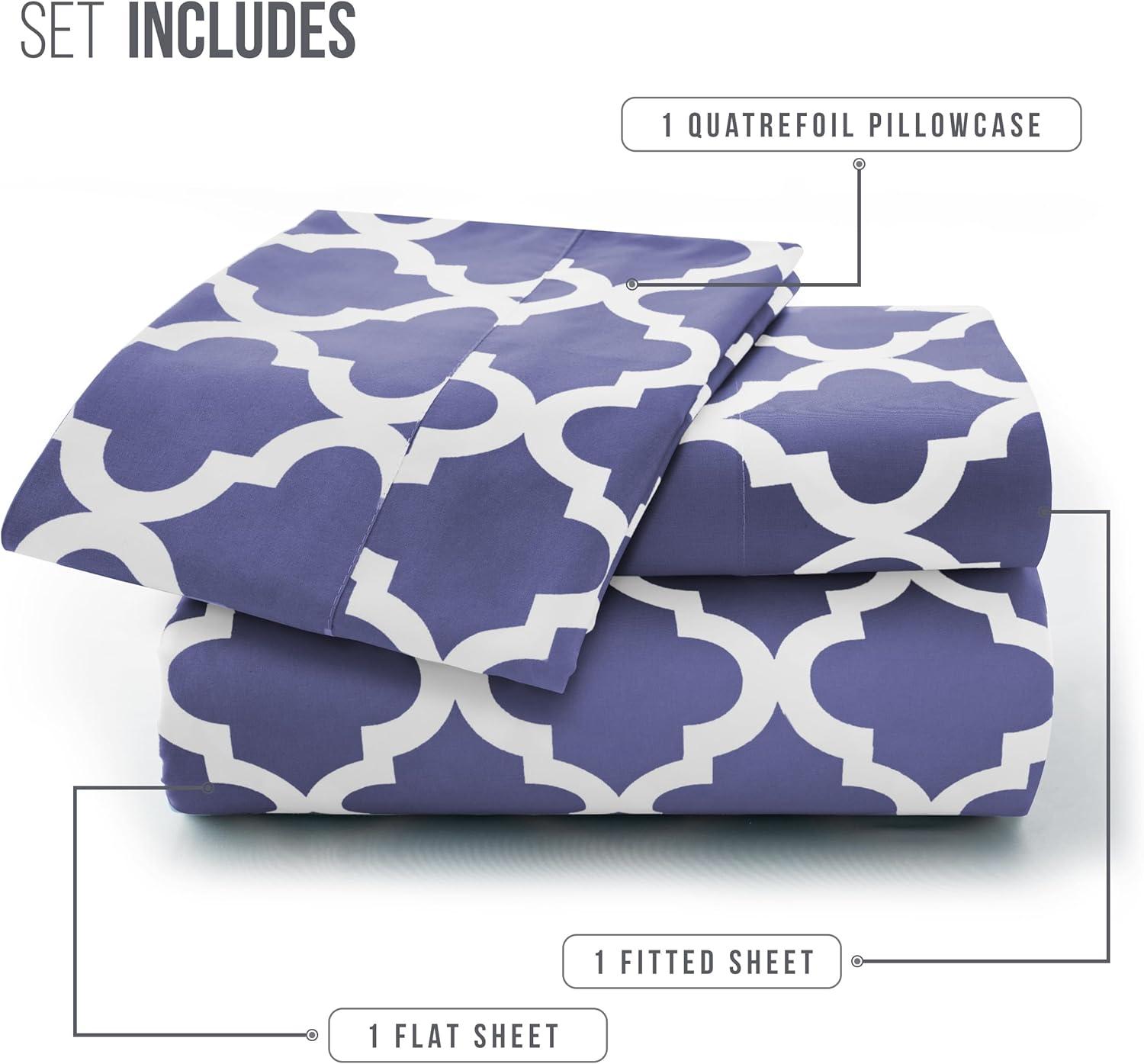 Lux Decor Collection 1800 Series Soft Microfiber Bed Sheets Set Geometric Quatrefoil Bedding