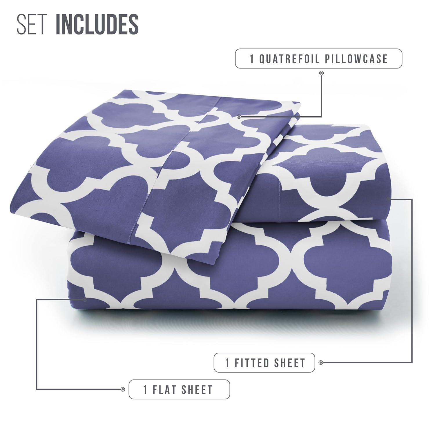 Lux Decor Collection Lux Decor Collection 4 Pc Soft Microfiber Bed Sheets Set Geometric Quatrefoil Bedding