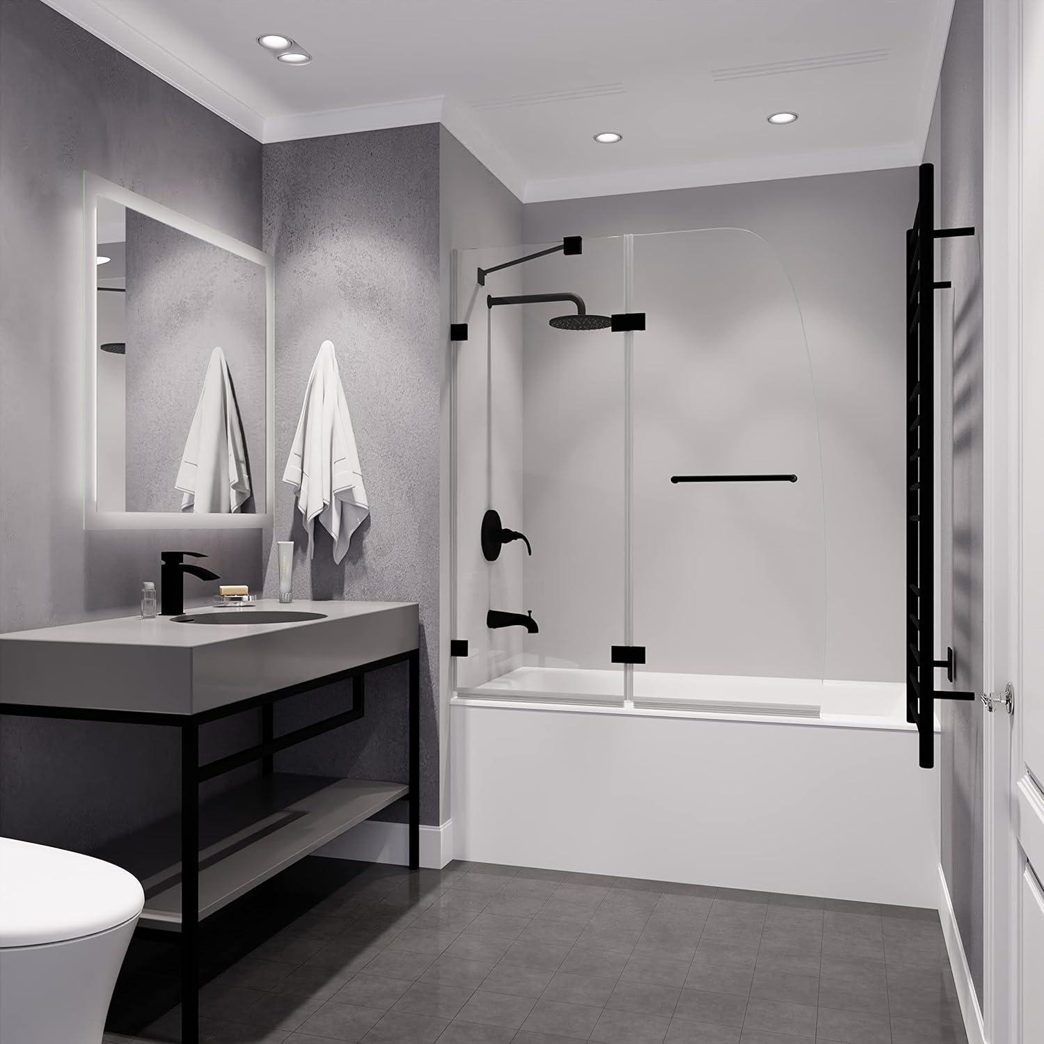 Herald Series 58" H Hinged Frameless Tub Door