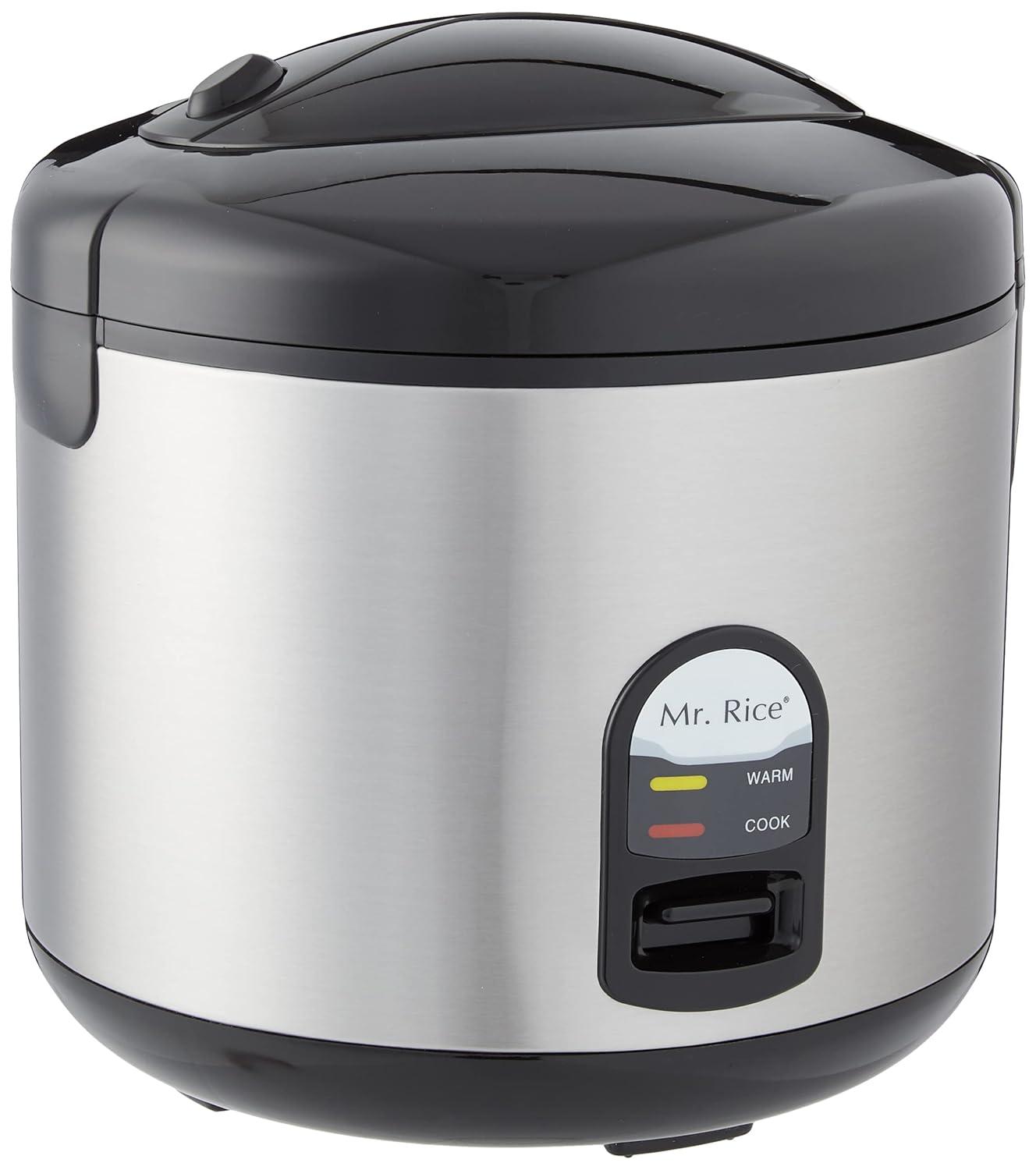 Mr. Rice 10-Cup Stainless Steel Electric Rice Cooker with Steamer
