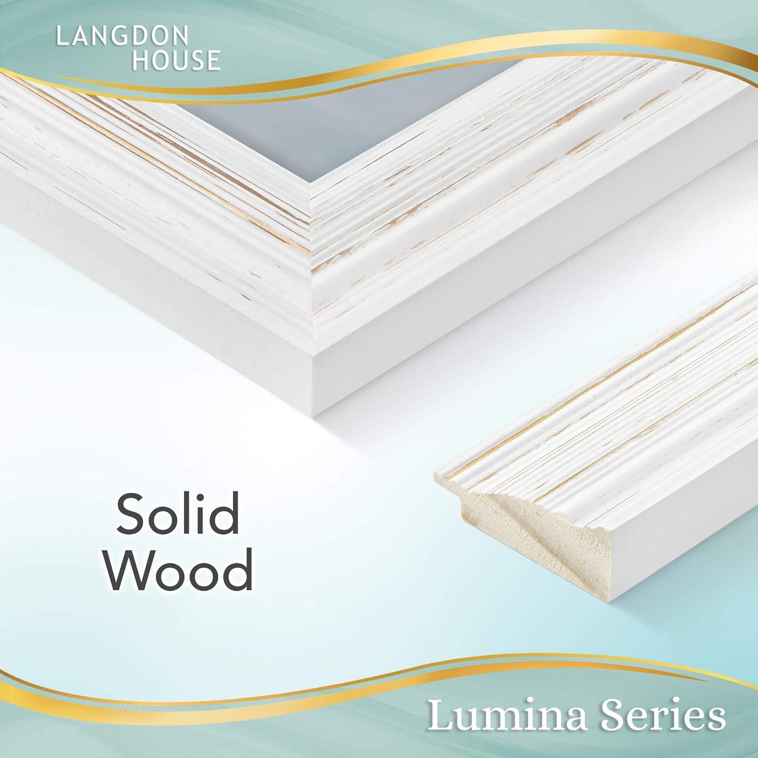 Langdon House 4x6 Weathered White Real Wood Picture Frames with Gold Accents, 2 Pack, Lumina Collection (US Company)