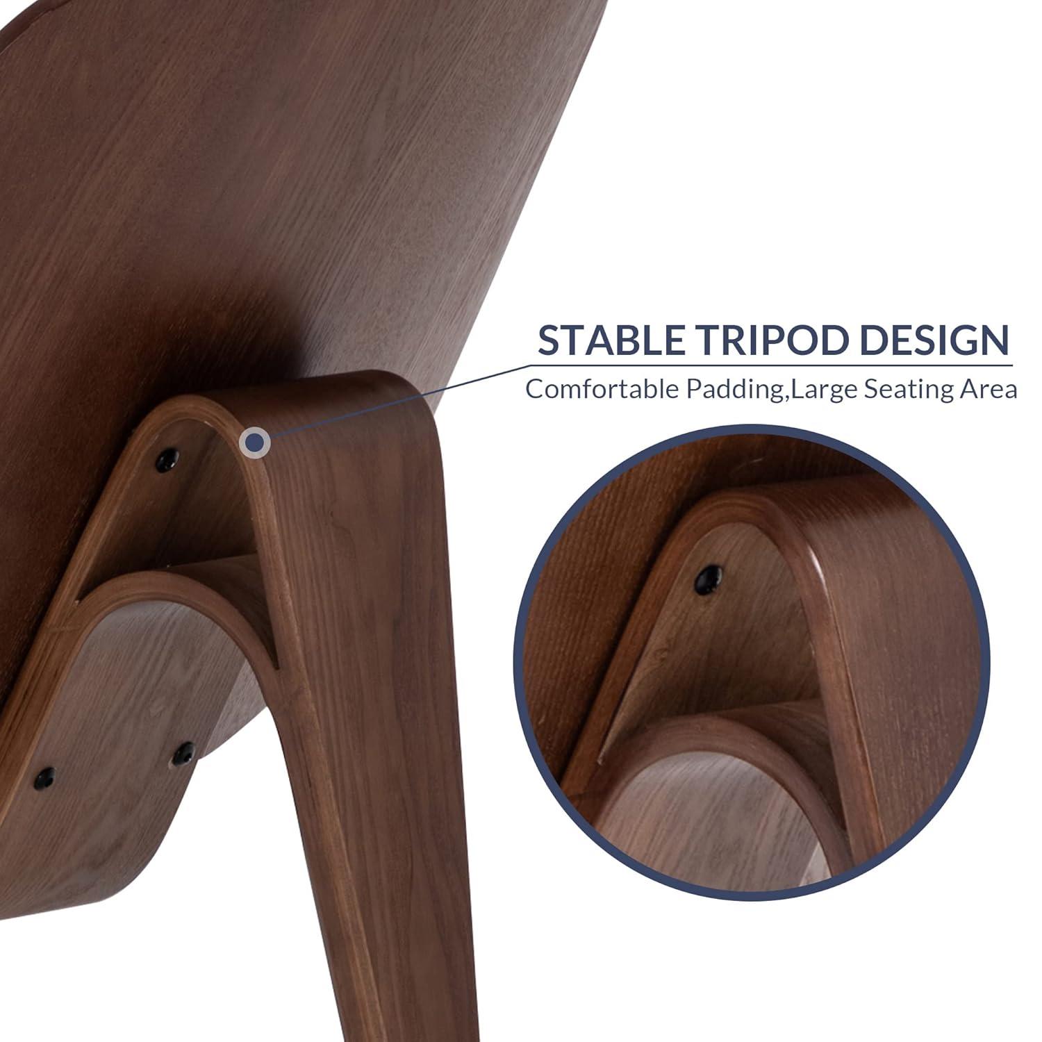 BELLEZE Shell Chair, Armless Mid Century Modern Accent Chair Faux Leather Shell Lounge Chair for Living Room Bedroom Office, Tripod Side Chair with Padded Seat, Solid Wood - Avalon (White)