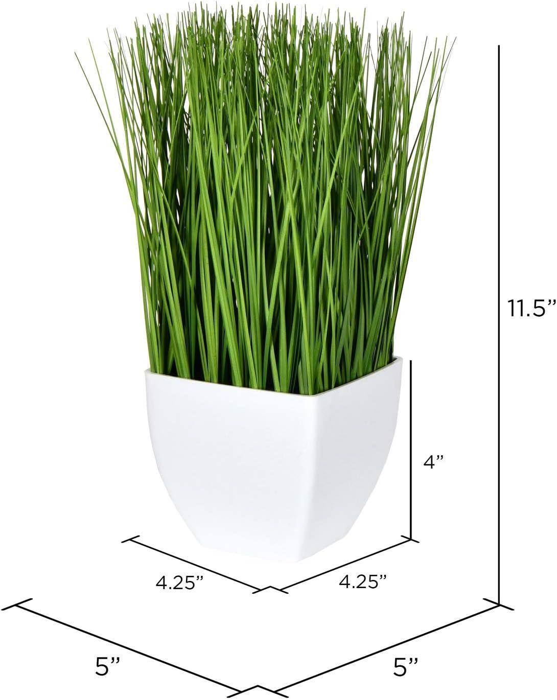 Vickerman 11.5" Artificial Green Potted Grass. In a 4.25"Lx4.25"Wx4"H base.