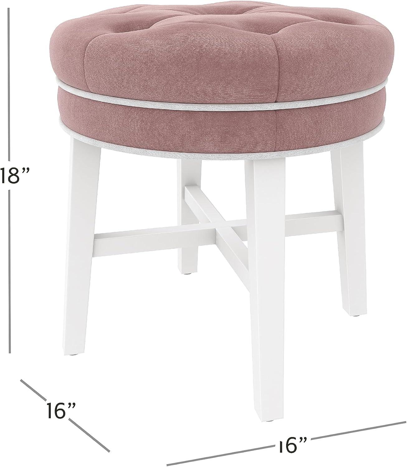 18" Sophia Tufted Backless Wood Vanity Stool Spa Blue - Hillsdale Furniture