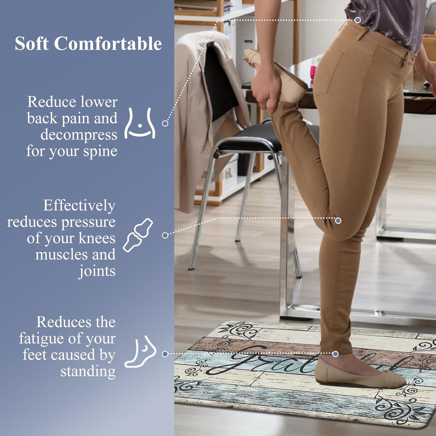 Rosalind Wheeler The Anti Fatigue Kitchen Mat Set of 2 Non Slip Cushioned Kitchen Mats for Floor Waterproof Farmhouse Kitchen Rugs and Mats Set Comfort Standing Desk Mat Carpet