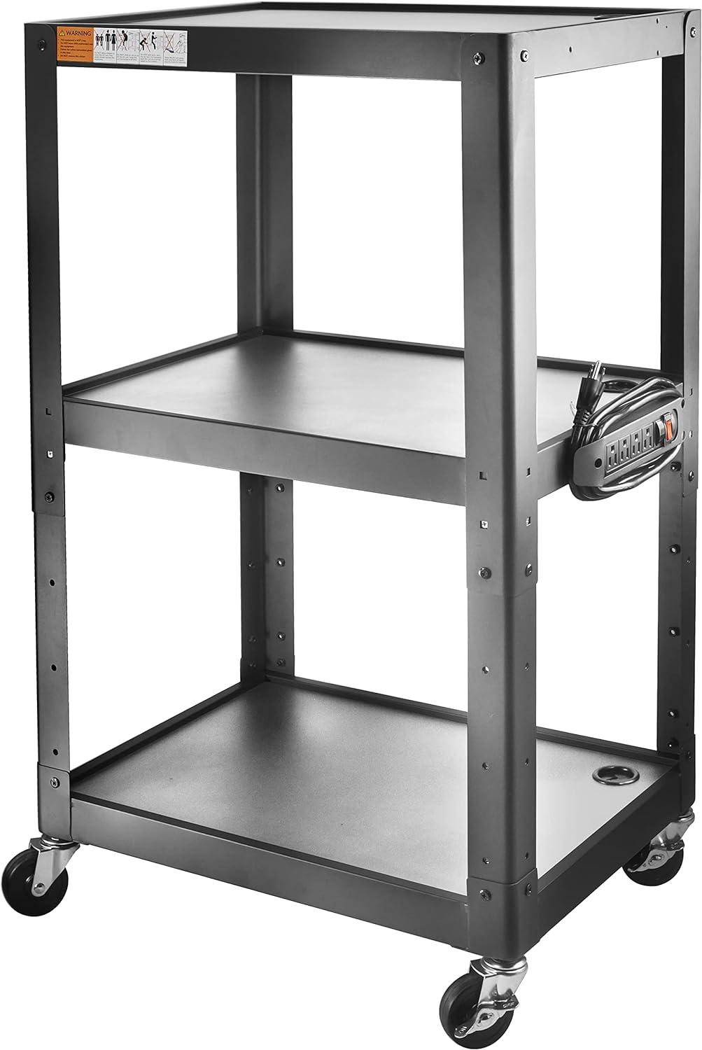 POCHAR Height Adjustable Metal Construction AV Cart - Supports up to 300 lbs