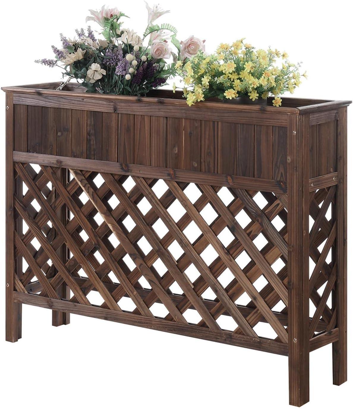 Designs2Go 48" Patio Planter in Weathered Cedar Cinnamon Wood Finish