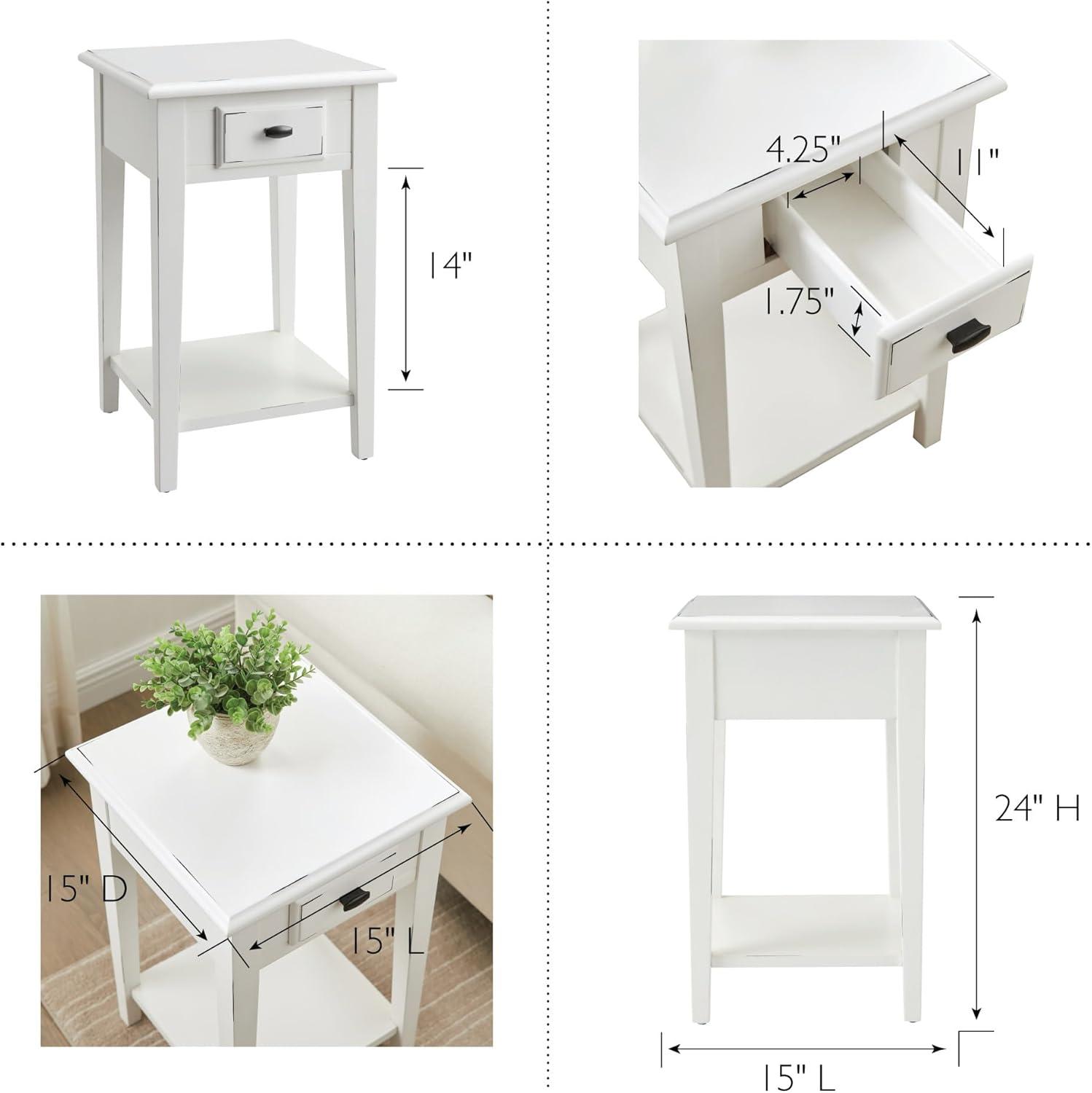 Leick Home Haven Ridge Square End Table in Farmhouse White