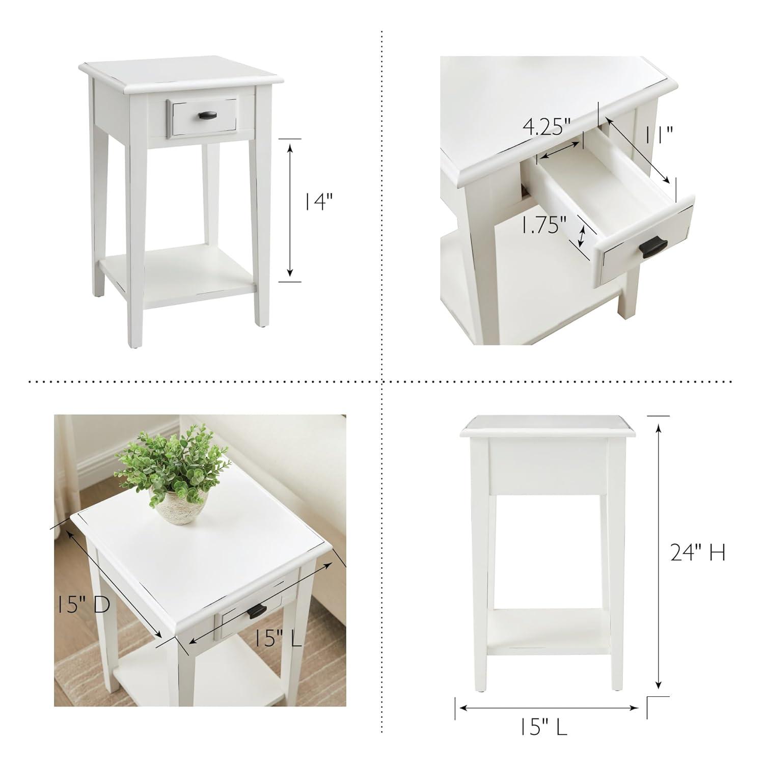 Leick Home Haven Ridge Square End Table in Farmhouse White