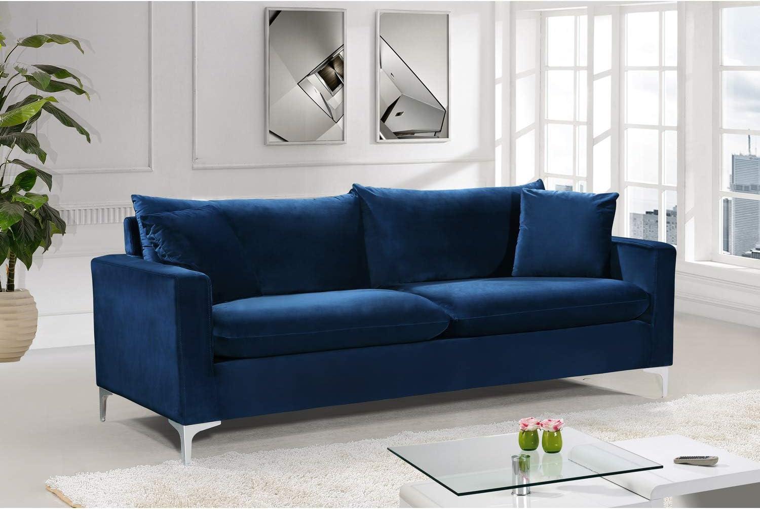 Meridian Furniture Naomi Contemporary Velvet Sofa in Black