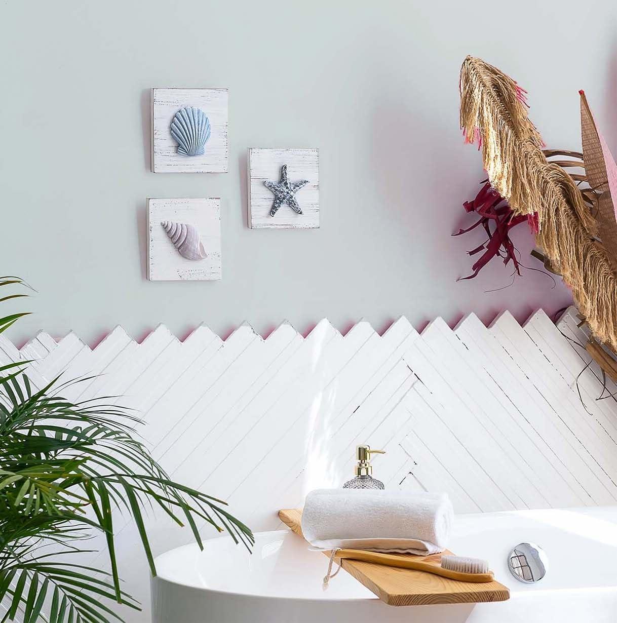 Rustic Whitewashed 3D Seashell and Starfish Wall Art Set